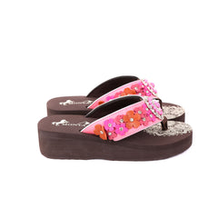 SE97-S096  Mandala Floral Applique Wedge Flip-Flop By Case