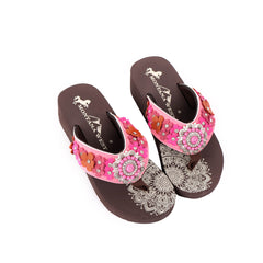 SE97-S096  Mandala Floral Applique Wedge Flip-Flop By Case