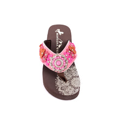 SE97-S096  Mandala Floral Applique Wedge Flip-Flop By Case