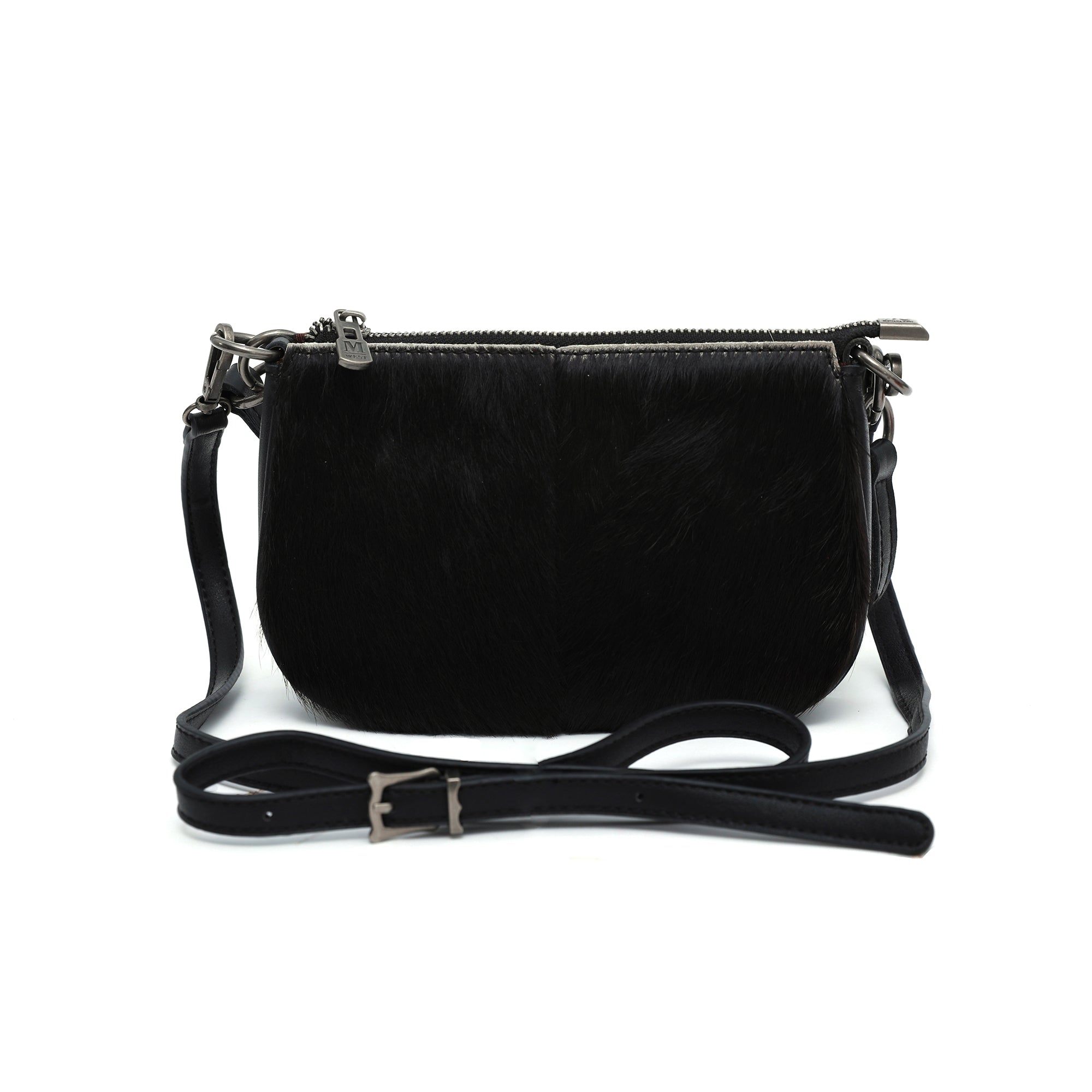 Black weave cross body bag